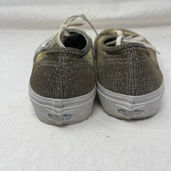 Vans Silver Gold Glitter Shimmer Lace Up Low Top Casual Sneakers Shoes Size 8 - Picture 4 of 7